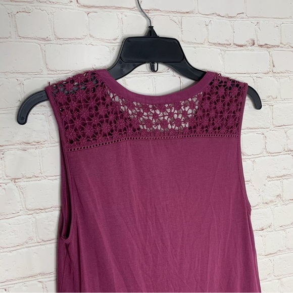 LOFT Womens Magenta Purple Crochet Hi-Low Peplum Tank Top Size S - Picture 5 of 8